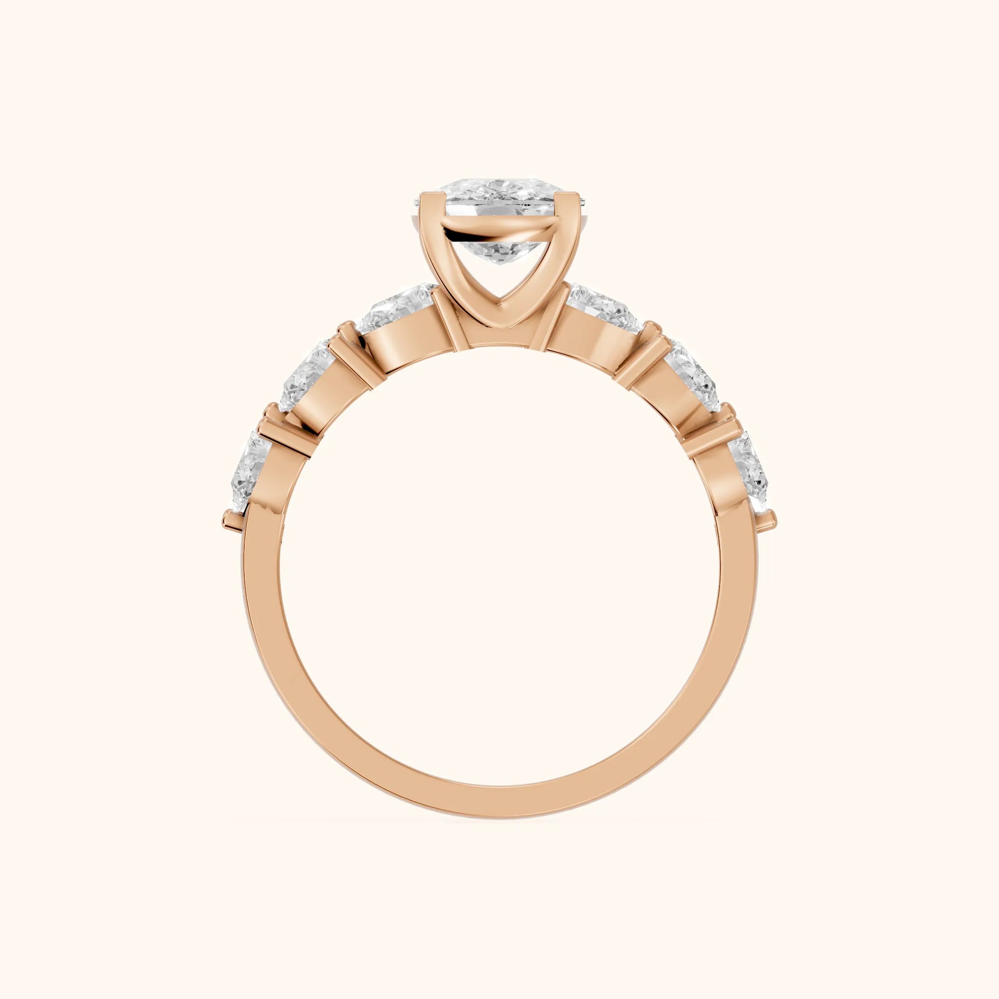 Iris Cushion Diamond Bridal Set in Rose Gold - FingerView