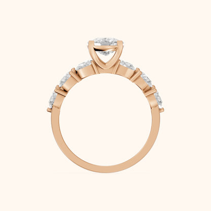 Iris Cushion Diamond Bridal Set in Rose Gold - FingerView