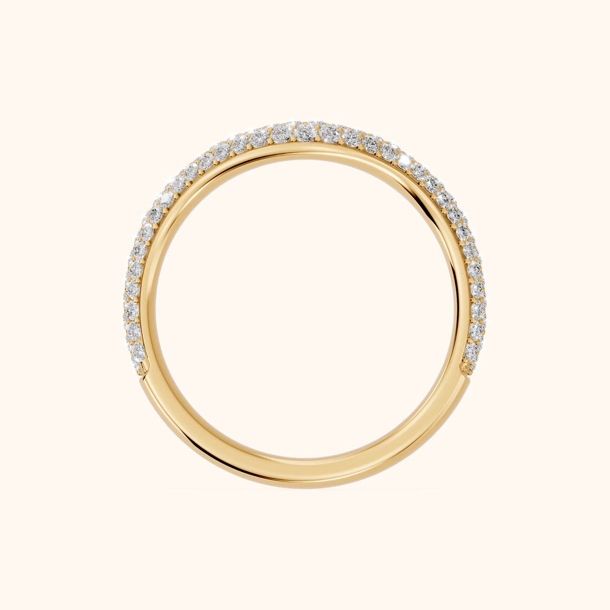 Alicia Curved Micropavé Round Diamond Half Eternity Band in Yellow Gold - FingerView