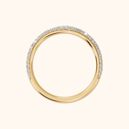 Alicia Curved Micropavé Round Diamond Half Eternity Band in Yellow Gold - FingerView