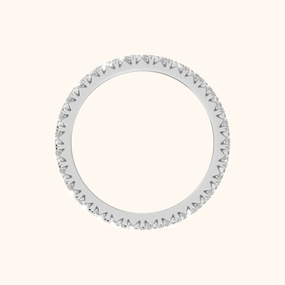 Lani French Pavé Round Diamond Eternity Band in White Gold - FingerView