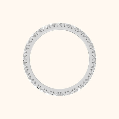 Lani French Pavé Round Diamond Eternity Band in White Gold - FingerView