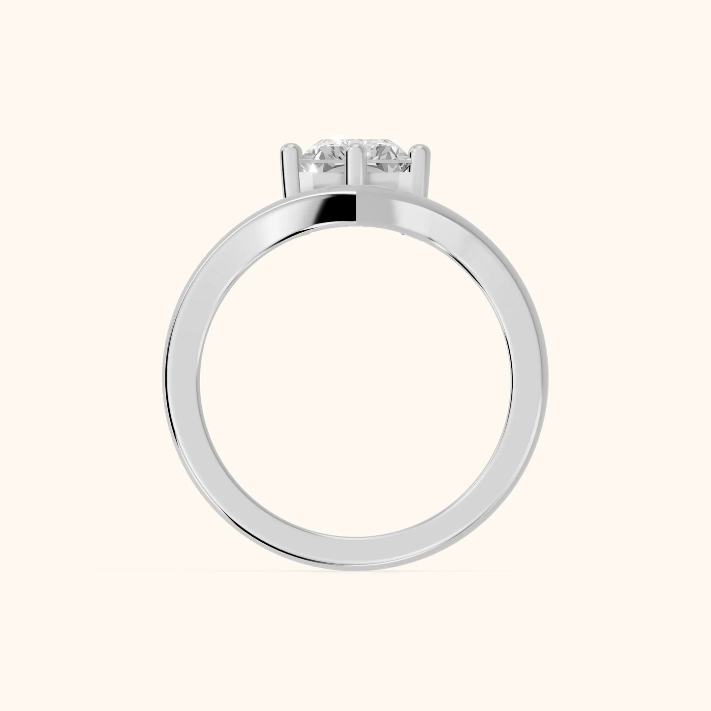 Evelyn Chevron Solitaire Radiant Diamond Engagement Ring in White Gold - FingerView