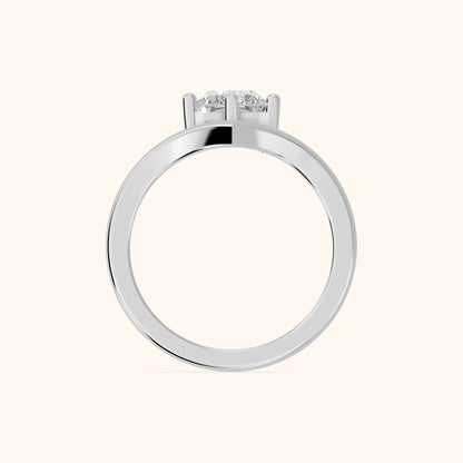 Evelyn Chevron Solitaire Radiant Diamond Engagement Ring in White Gold - FingerView
