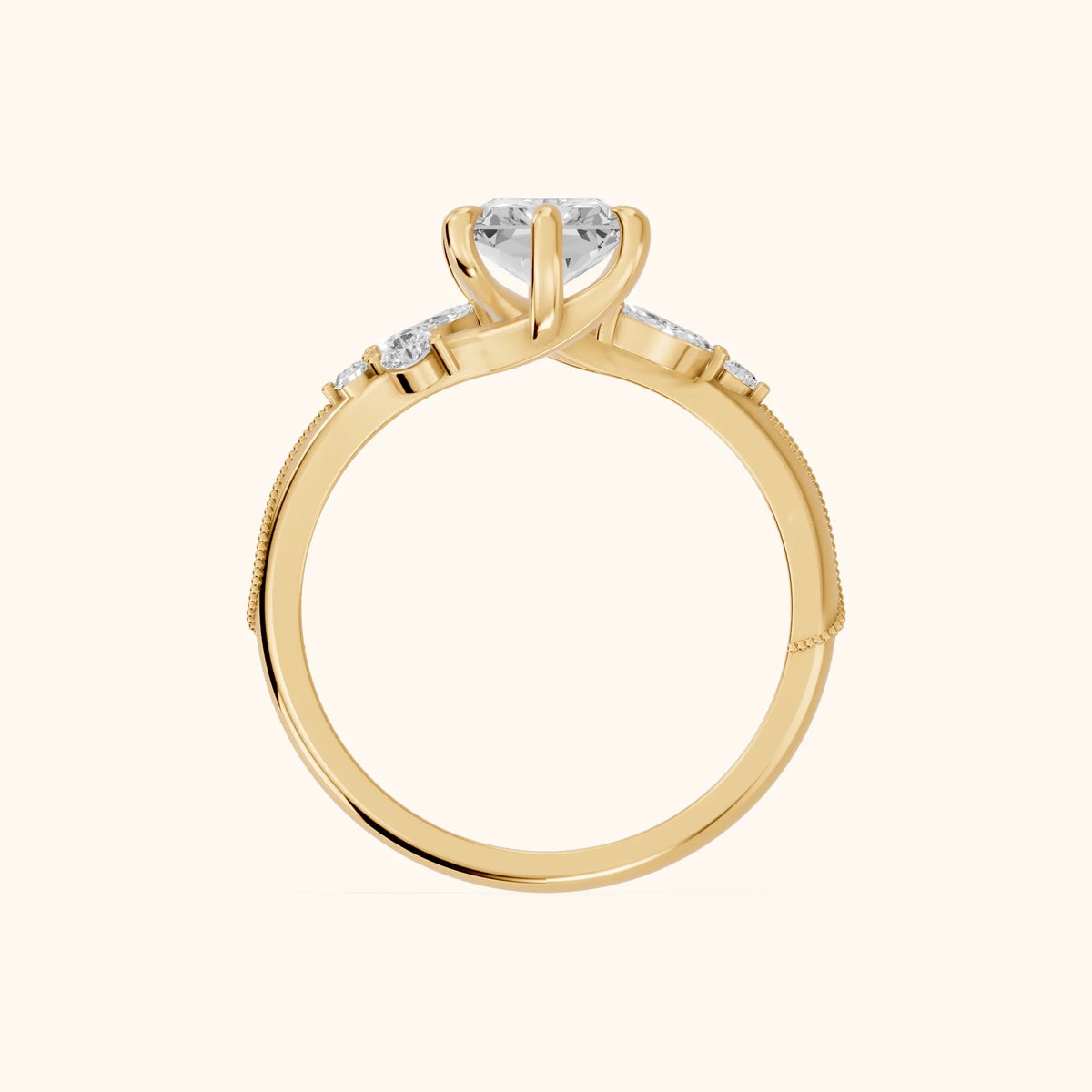 Joanna Milgrain Twist Radiant Diamond Engagement Ring in Yellow Gold - FingerView.webp