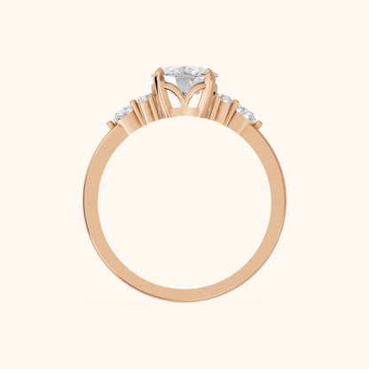 Amelia Three Stone Cushion Diamond Engagement Ring in Rose Gold - FingerView