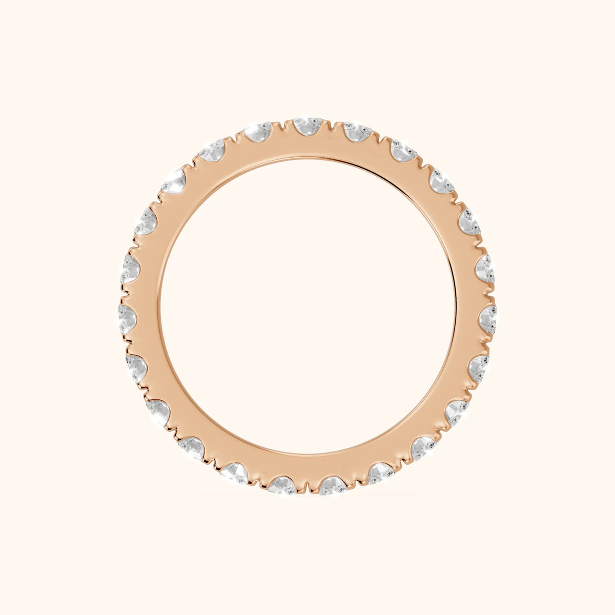 Ramona Shared Prong Round Diamond Eternity Band in Rose Gold - FingerView