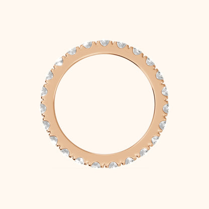 Ramona Shared Prong Round Diamond Eternity Band in Rose Gold - FingerView