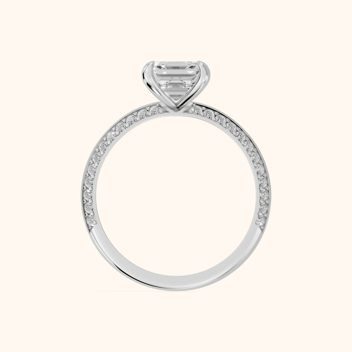 Meredith Knife Edge Pavé Asscher Diamond Engagement Ring in Platinum - FingerView.webp