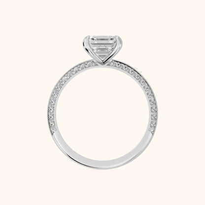 Meredith Knife Edge Pavé Asscher Diamond Engagement Ring in Platinum - FingerView.webp