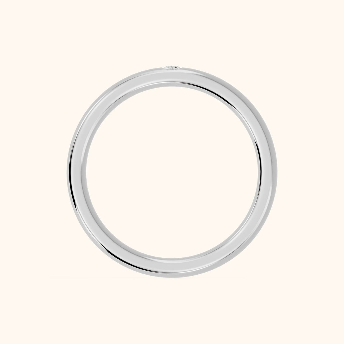 Hana Comfort Fit Bezel Round Diamond Wedding Band in Silver - FingerView