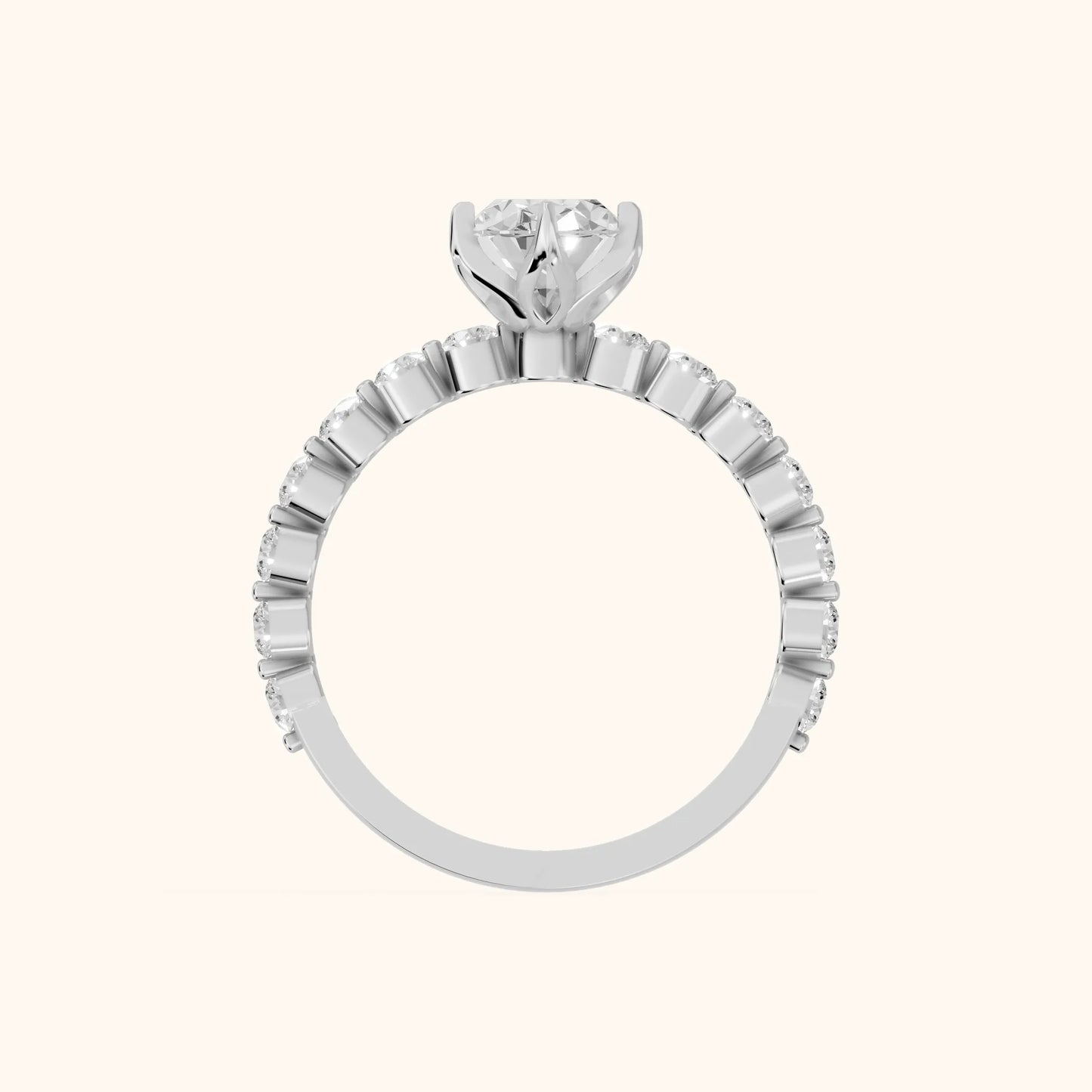 Eleanor Majesty Side Stone Oval Diamond Engagement Ring in Platinum - FingerView