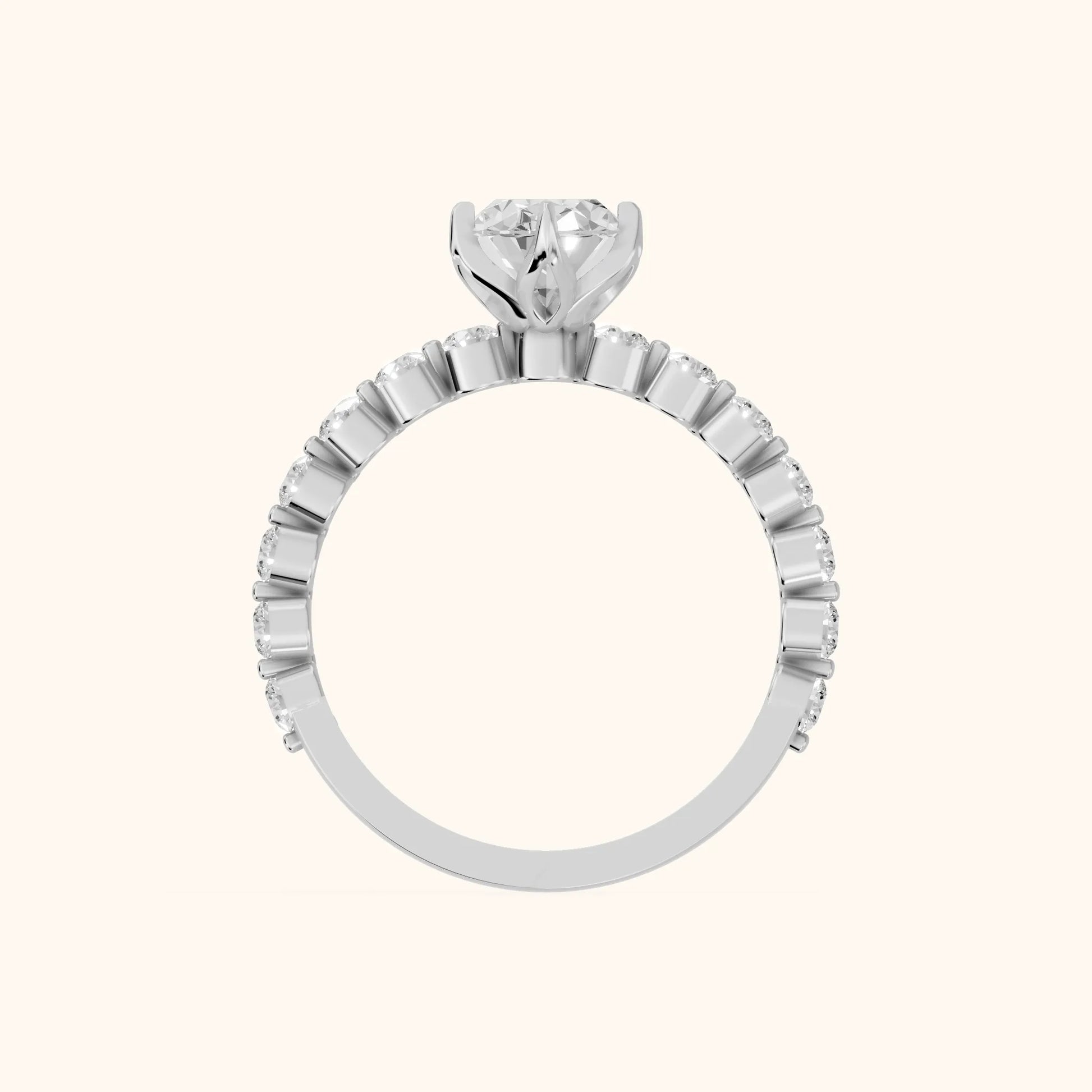 Eleanor Majesty Side Stone Oval Diamond Engagement Ring in Platinum - FingerView