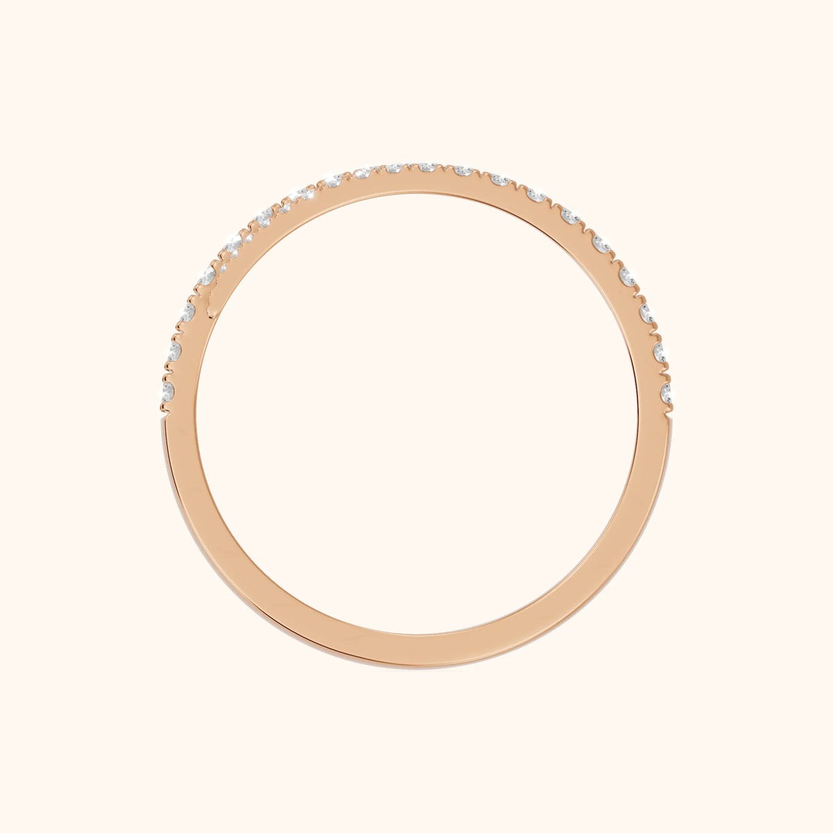Mina Bypass Round Diamond Wedding Band in Rose Gold - FingerView