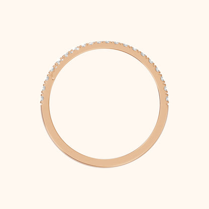 Mina Bypass Round Diamond Wedding Band in Rose Gold - FingerView