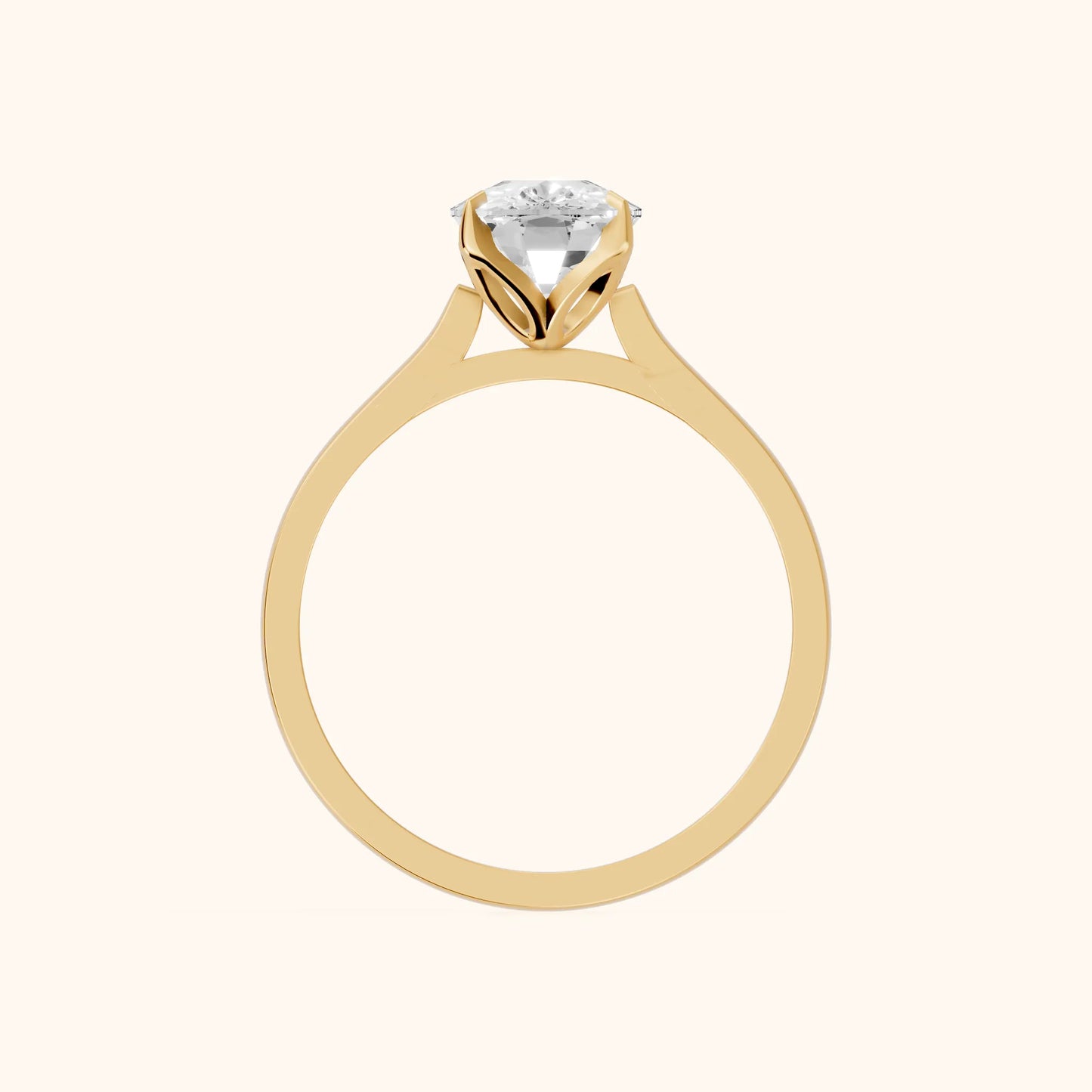 Isabella Bloom Solitaire Cushion Diamond Engagement Ring in Yellow Gold - FingerView