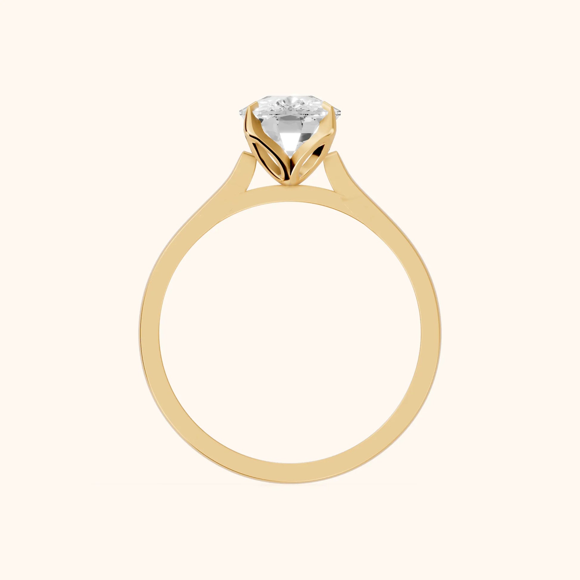 Isabella Bloom Solitaire Cushion Diamond Engagement Ring in Yellow Gold - FingerView