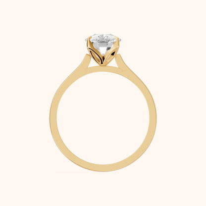 Isabella Bloom Solitaire Cushion Diamond Engagement Ring in Yellow Gold - FingerView