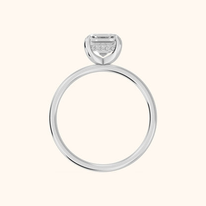 Charlotte Charm Solitaire Asscher Diamond Engagement Ring in Platinum - FingerView