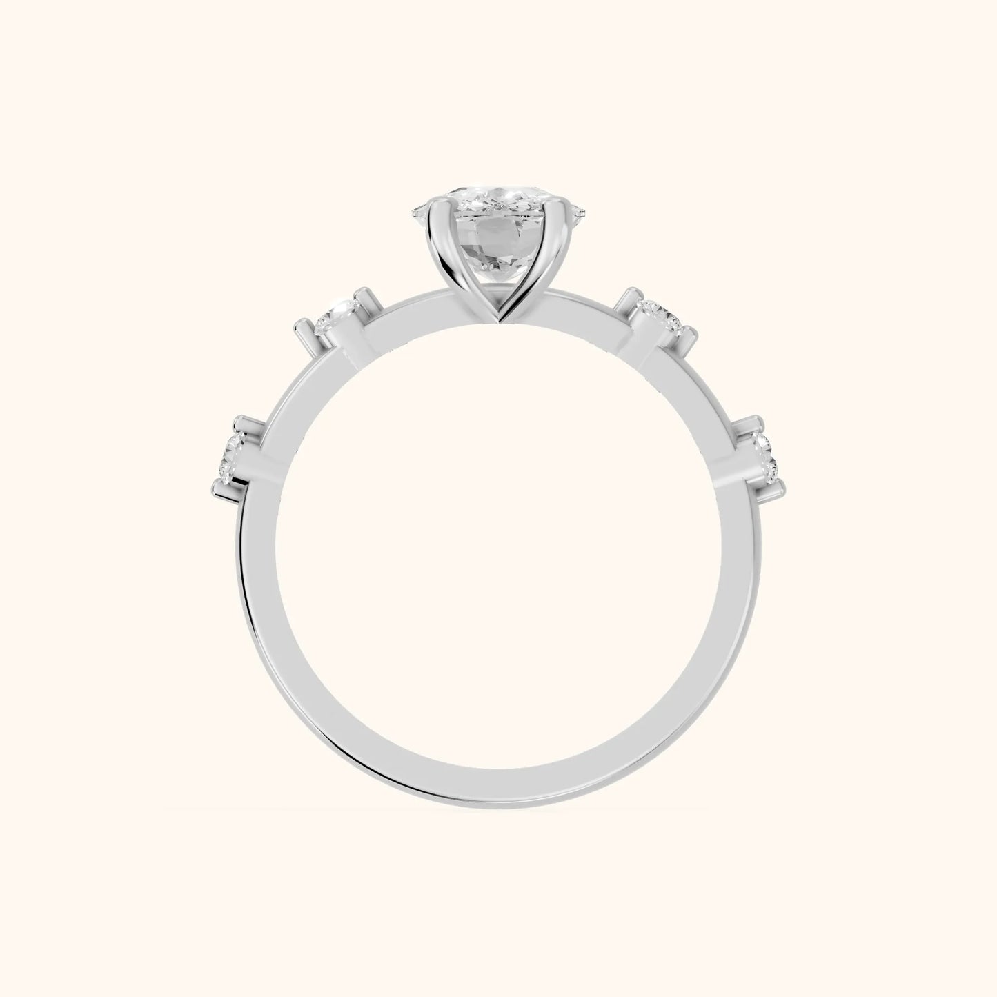 Elena Radiance Solitaire Cushion Diamond Engagement Ring in Silver - FingerView