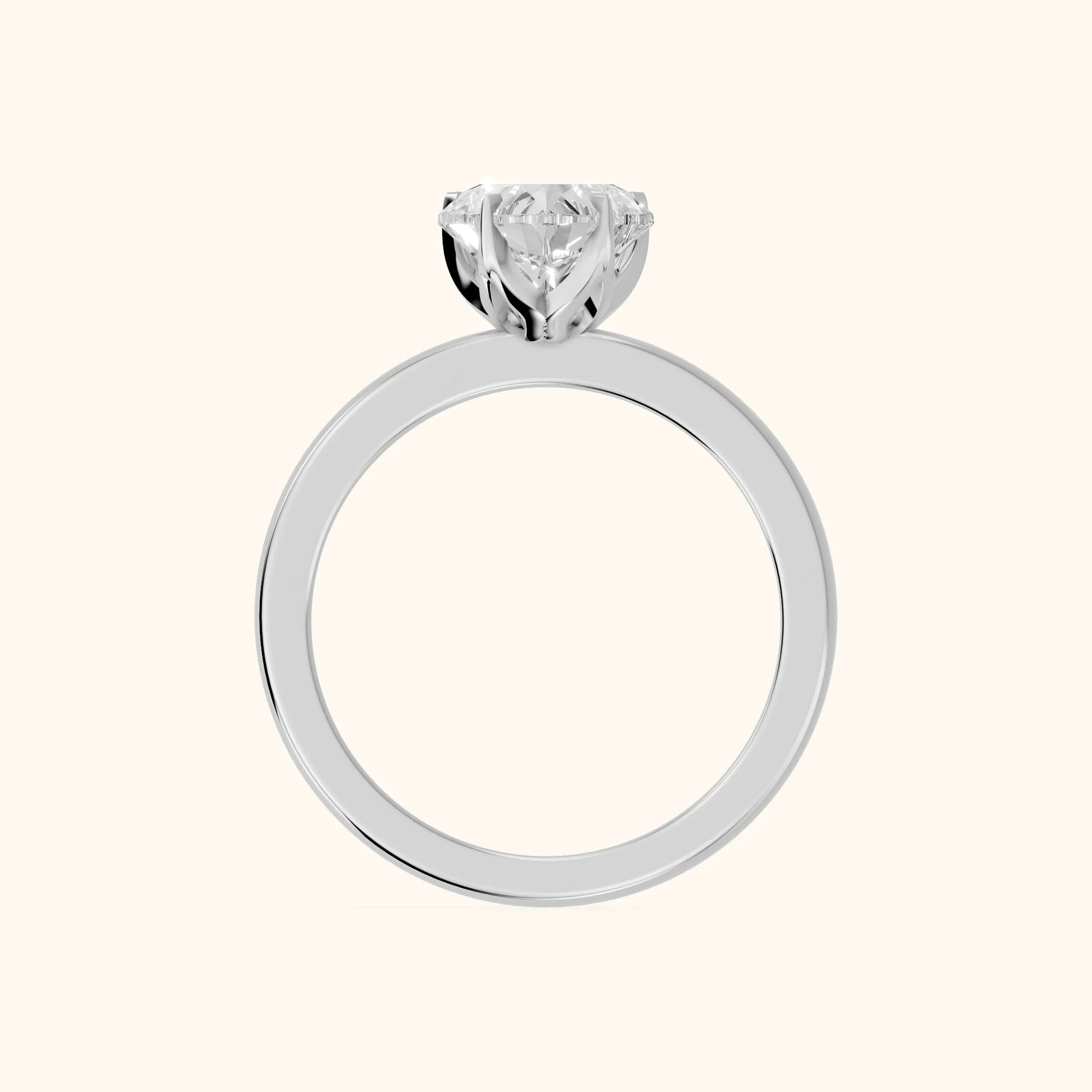 Serena Blossom Solitaire Heart Diamond Engagement Ring in Platinum - FingerView