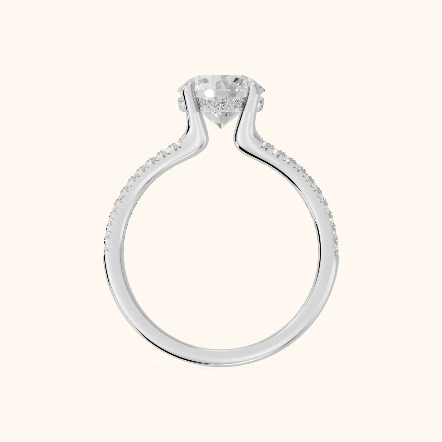 Eternal Embrace Solitaire Round Diamond Engagement Ring in White Gold - FingerView