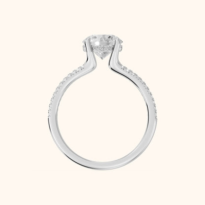 Eternal Embrace Solitaire Round Diamond Engagement Ring in White Gold - FingerView