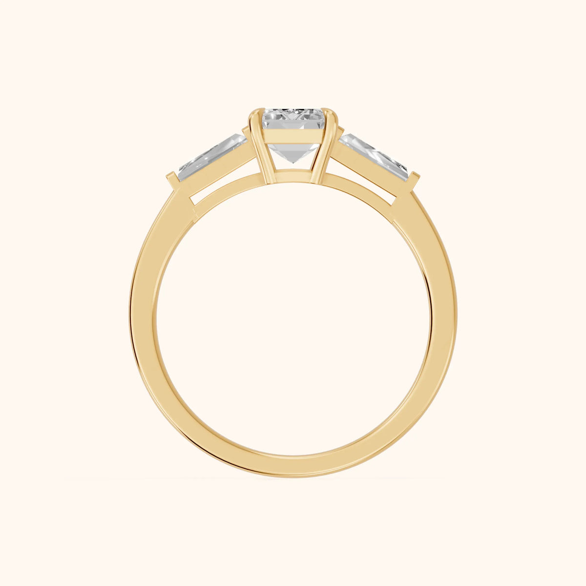 Winnie Three-Stone Emerald Diamond Engagement Ring in Yellow Gold - FingerView.webp