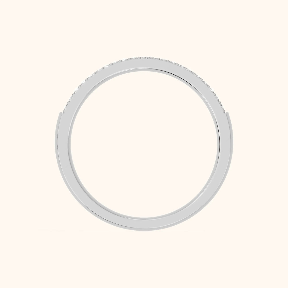 Zuri Channel Set Baguette & Round Diamond Anniversary Ring in White Gold - FingerView