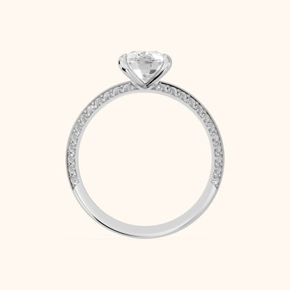 Meredith Knife Edge Pavé Cushion Diamond Engagement Ring in Silver - FingerView.webp