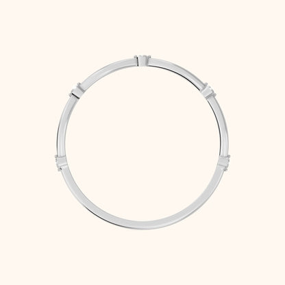 Ishani Petite Twist Round Diamond Wedding Band in Silver - FingerView