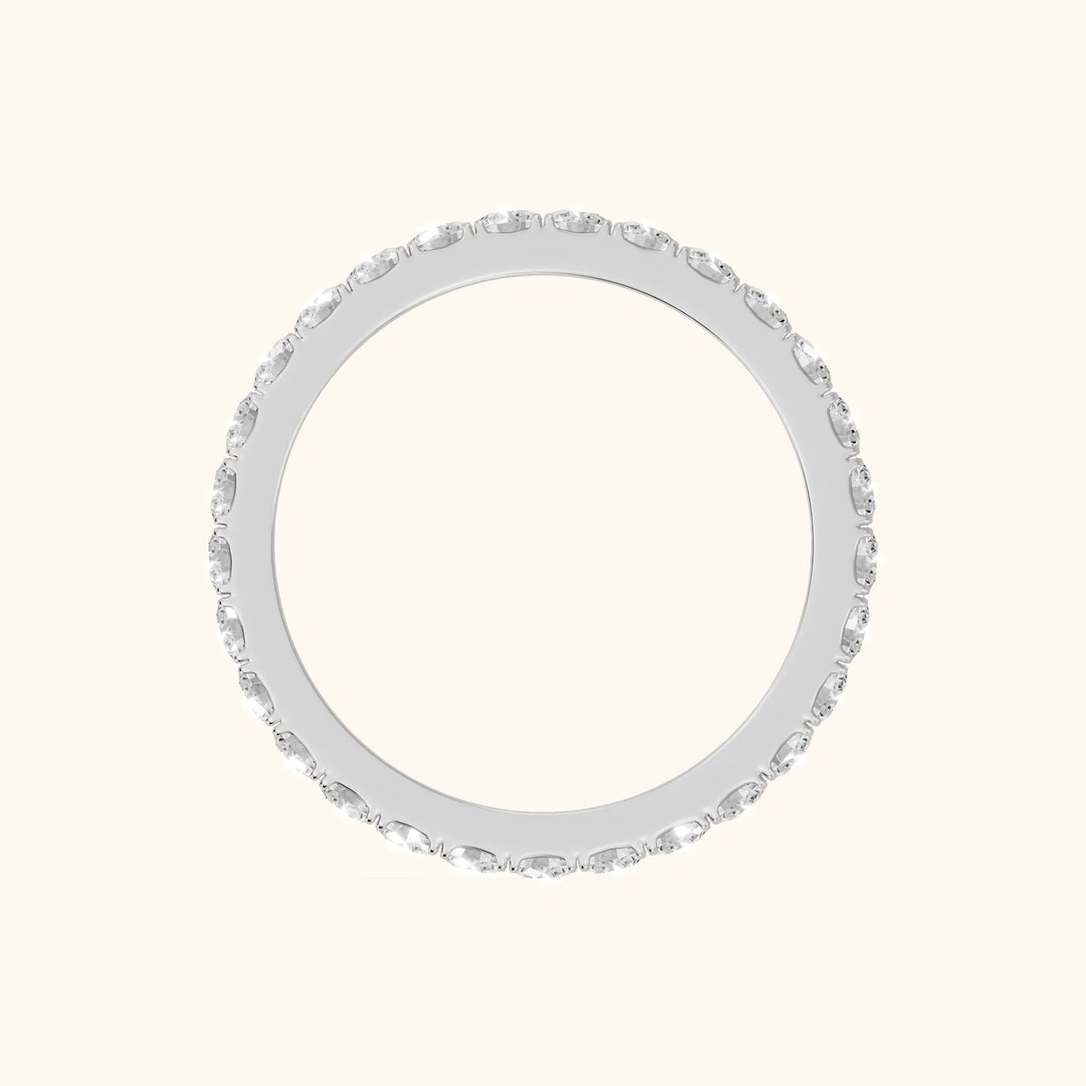 Ruhi French Pavé Round Diamond Eternity Band in White Gold - FingerView