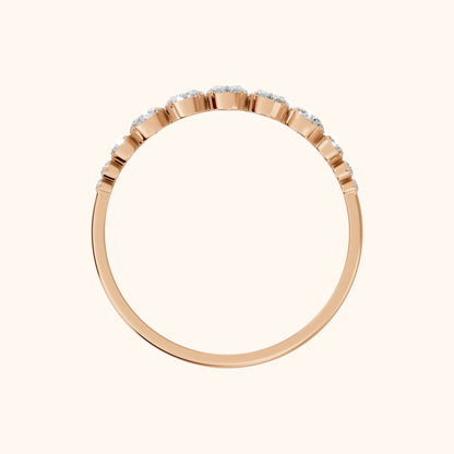 Nerea Riviera Oval & Round Diamond Wedding Band in Rose Gold - FingerView