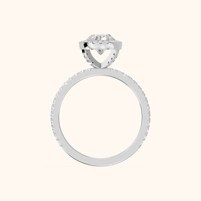Rosemary Halo Pavé Oval Diamond Engagement Ring in Silver - FingerView.webp