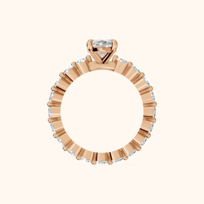 Piper Sidestone Marquise Diamond Engagement Ring in Rose Gold - FingerView.webp