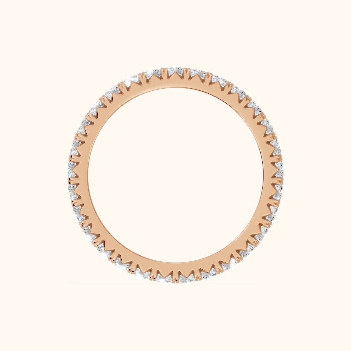 Lani French Pavé Round Diamond Eternity Band in Rose Gold - FingerView