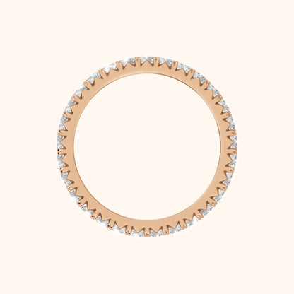 Lani French Pavé Round Diamond Eternity Band in Rose Gold - FingerView