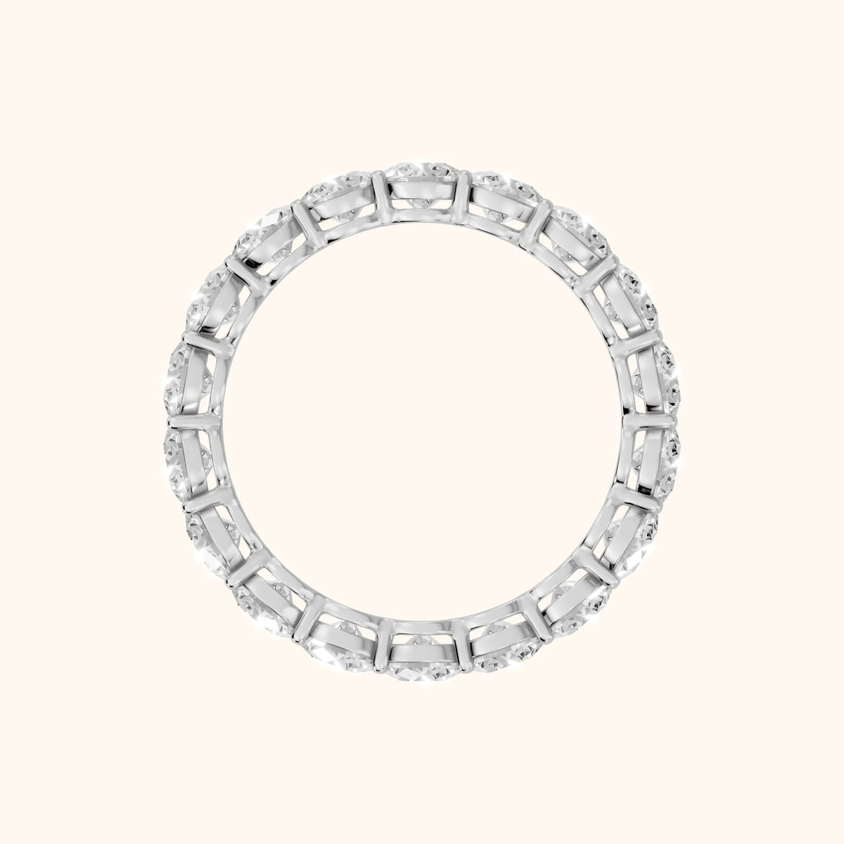Dara Shared Prong Round Diamond Eternity Band in White Gold - FingerView