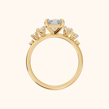 Mirabelle Cluster Radiant Diamond Engagement Ring in Yellow Gold - FingerView.webp