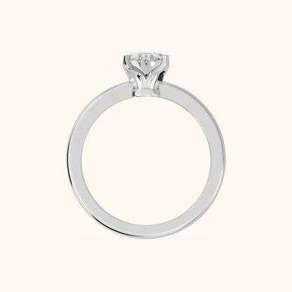 Flora Guardian Solitaire Oval Diamond Engagement Ring in Platinum - FingerView