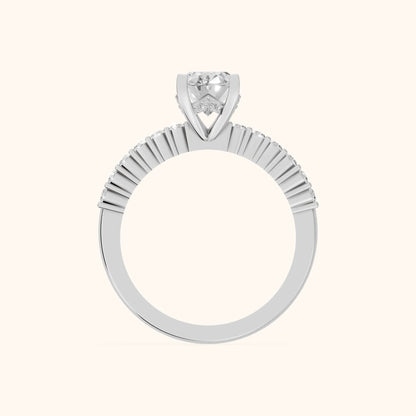 Honor Sidestone Oval Diamond Engagement Ring in Platinum - FingerView.webp