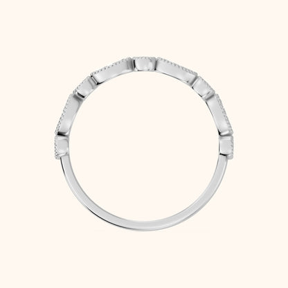 Celina Milgrain Bezel Marquise & Round Diamond Half Eternity Band in White Gold - FingerView