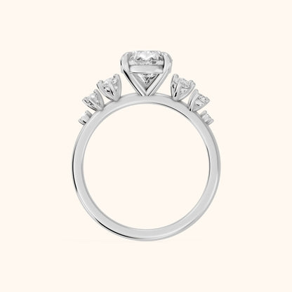 Mirabelle Cluster Pear Diamond Engagement Ring in Platinum - FingerView.webp