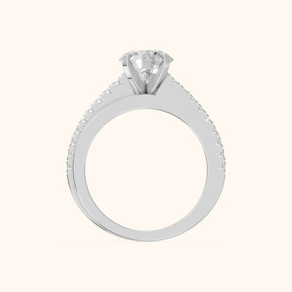 Edith Criss Cross Pavé Round Diamond Engagement Ring in Silver - FingerView.webp