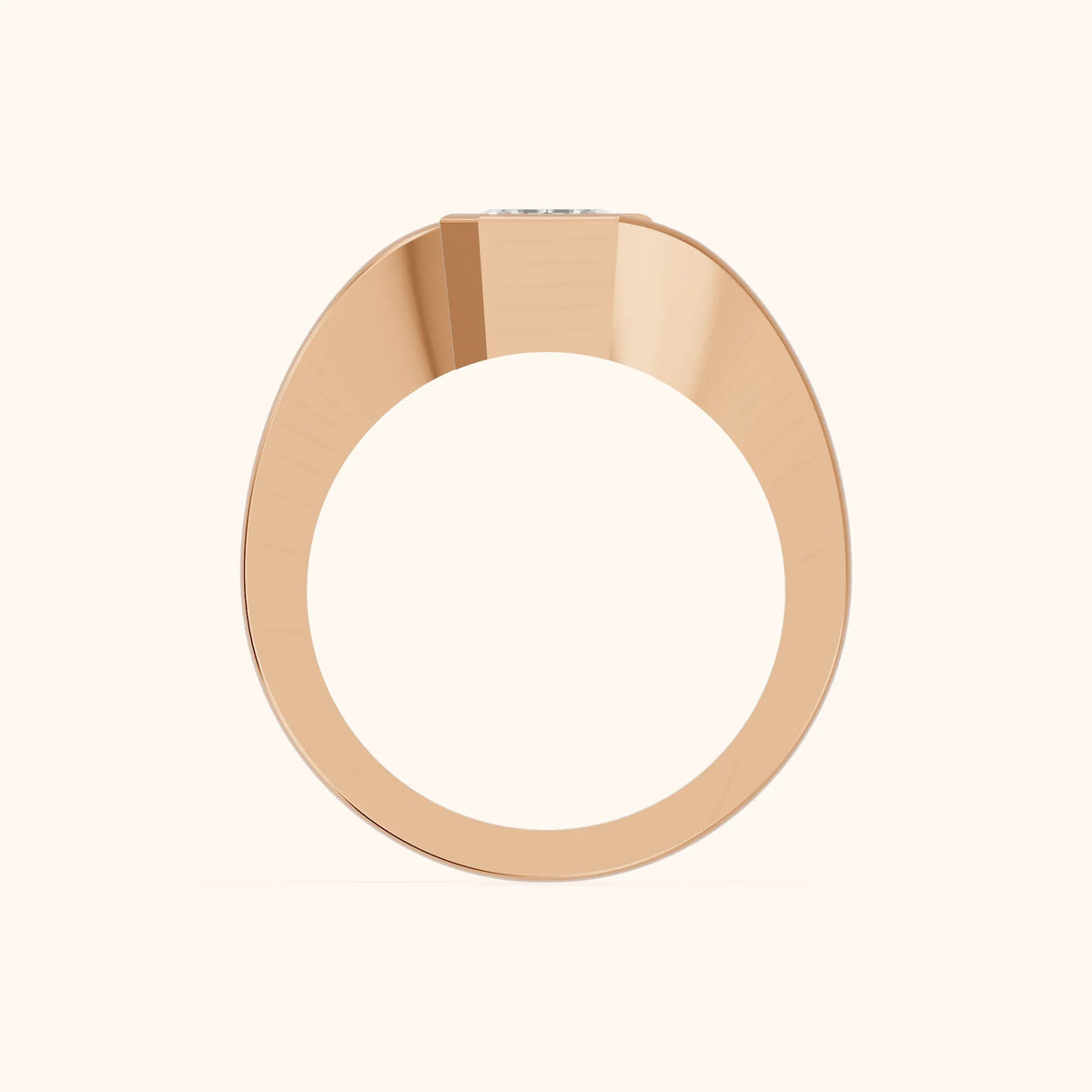 Frances Partial Bezel Bypass Emerald Diamond Engagement Ring in Rose Gold - FingerView.webp