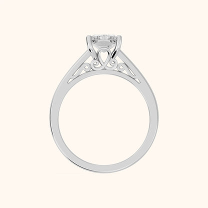 Iris Vintage Radiant Diamond Engagement Ring in Silver - FingerView