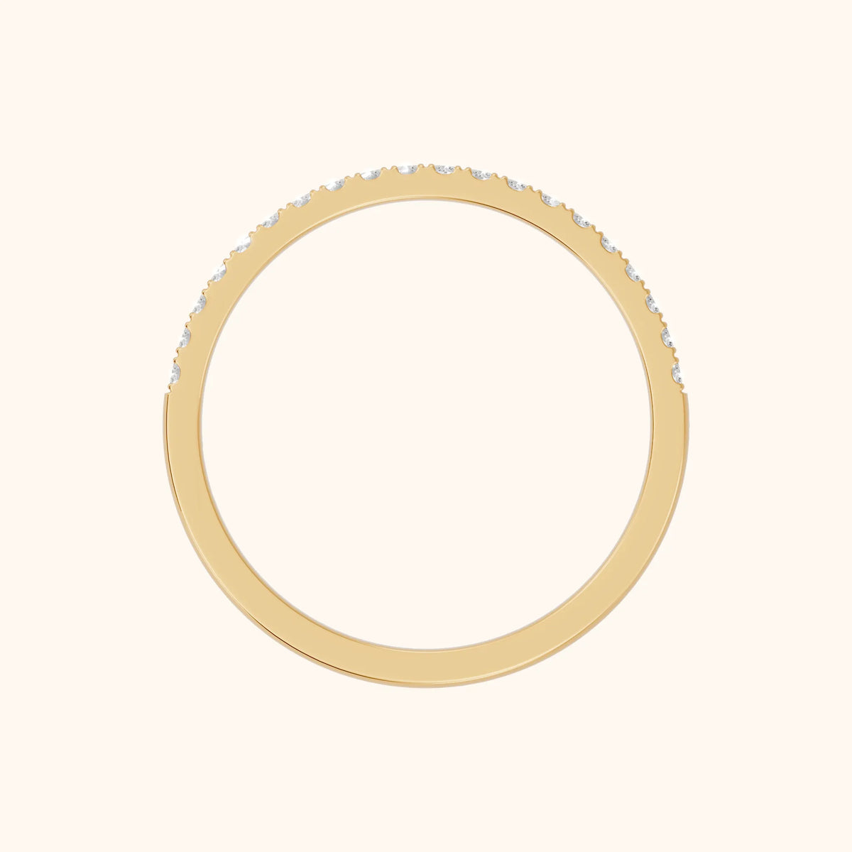 Anouk Micropavé Round Diamond Half Eternity Band in Yellow Gold - FingerView