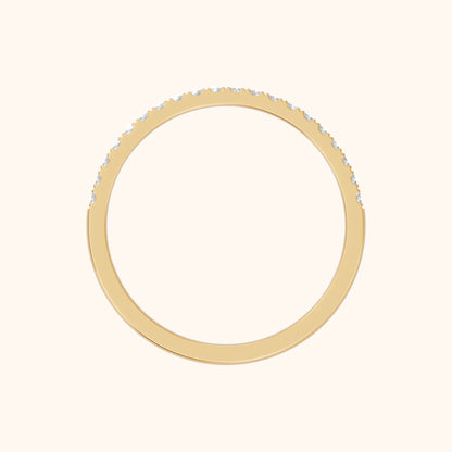 Anouk Micropavé Round Diamond Half Eternity Band in Yellow Gold - FingerView