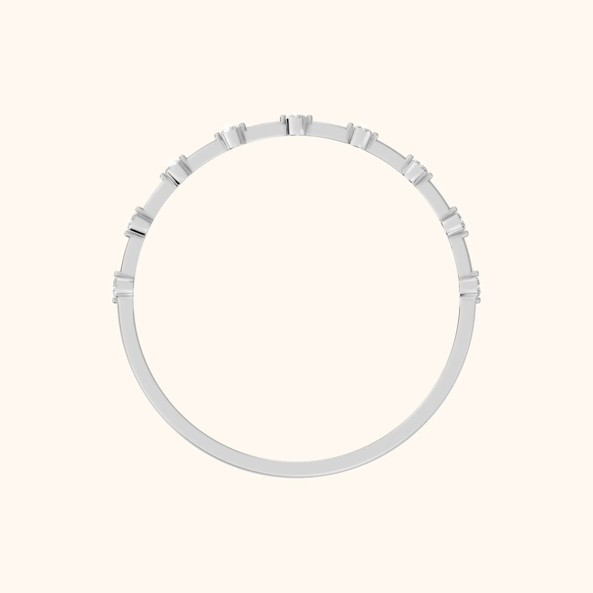 Zaria Dot Dash Round Diamond Wedding Band in Platinum - FingerView