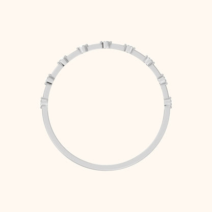 Zaria Dot Dash Round Diamond Wedding Band in Platinum - FingerView